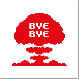 Mushroom Cloud (red, pixellated) Posters and Art